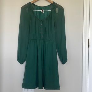 J. Crew Green Silk Button Front Dress Sz 2